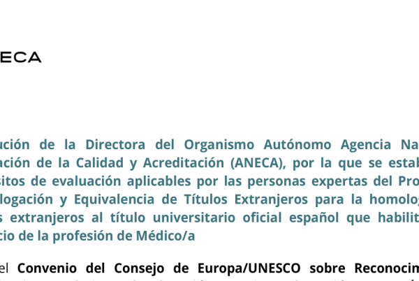 Criterios ANECA Medicina. Nexum Tramilex